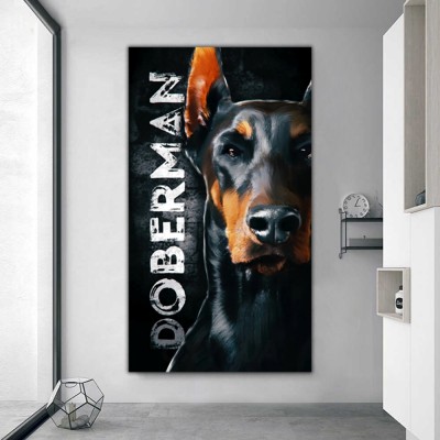 Картина на холсте Black Doberman