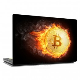Наклейка для ноутбука - Burning bitcoin