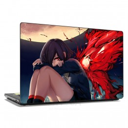 Наклейка для ноутбука - Anime дівчина з вогняними крилами