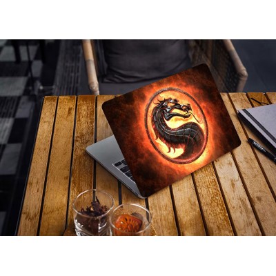 Наклейка для ноутбука - Mortal Kombat fire logo