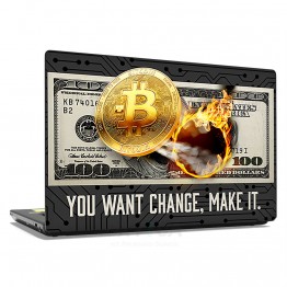 Наклейка для ноутбука - You want change Bitcoin