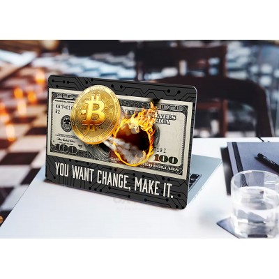 Наклейка для ноутбука - You want change Bitcoin